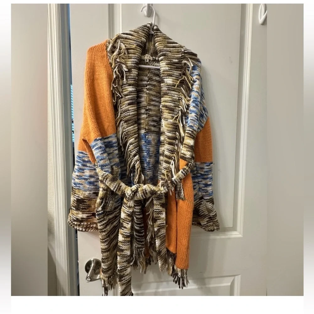 SOLD NEW POL Multicolor Knit Cardigan with Fringe - Picture 8 of 8